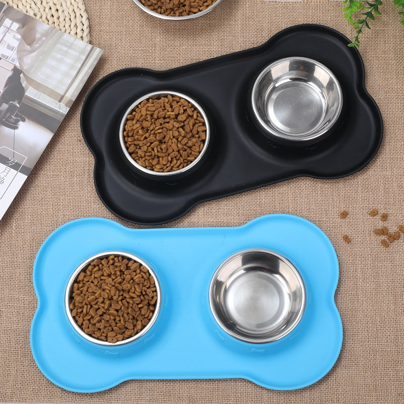 Non-Slip Silicone Pet Bowl with Removable Stainless Steel Insert