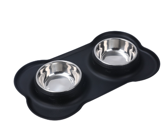 Non-Slip Silicone Pet Bowl with Removable Stainless Steel Insert
