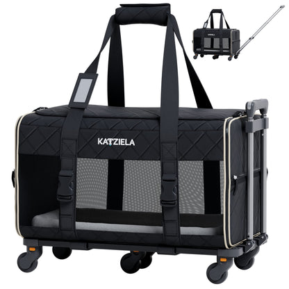 Pet Carrier Airline Approved - Dog Carrier with Wheels - TSA Airline Approved Dog Carrier - Rolling Pet Carrier with Wheels for Small to Medium Size Cat or Dog - Airplane Cabin Animal
