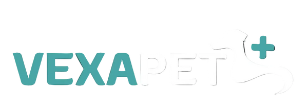 Vexapet logo with a dog icon on a black background