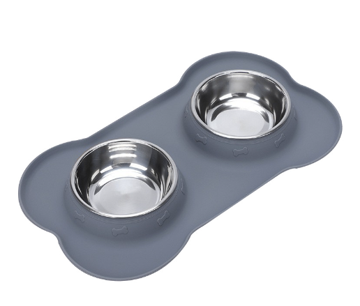 Non-Slip Silicone Pet Bowl with Removable Stainless Steel Insert