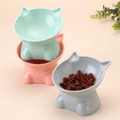 Nordic Style Tilted Pet Bowl – Elevated Design for Cats & Small Dogs