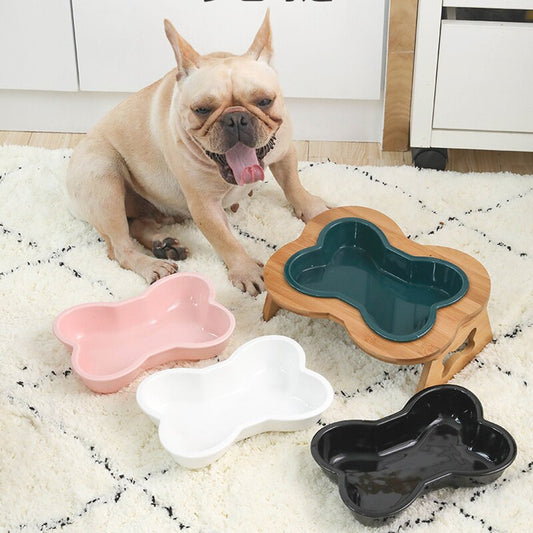 Large Ceramic Elevated Dog Bowl – Anti-Tip Design for Cervical & Spine Support