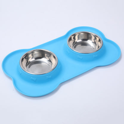 Non-Slip Silicone Pet Bowl with Removable Stainless Steel Insert
