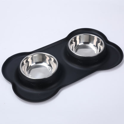 Non-Slip Silicone Pet Bowl with Removable Stainless Steel Insert